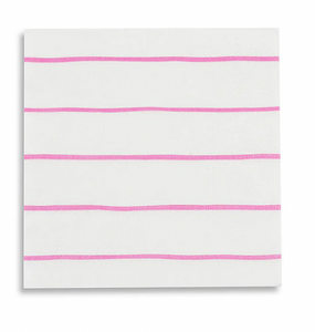 Cerise Pink Frenchie Striped Cocktail Napkin