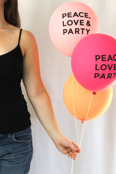 Peace, Love and Party Latex Balloons