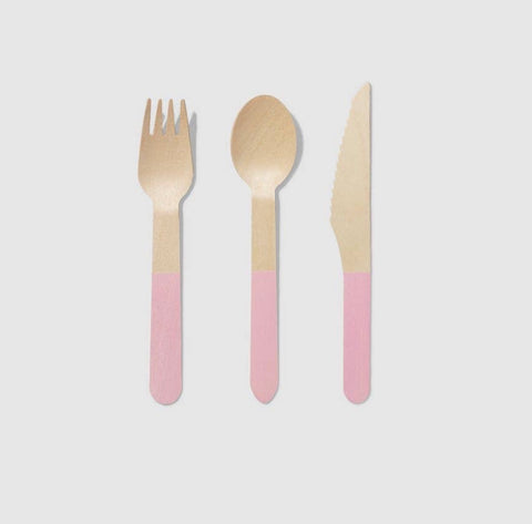 Coterie Pale Pink Wooden Cutlery Set