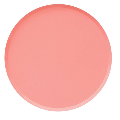 Large Neon Coral Party Plates