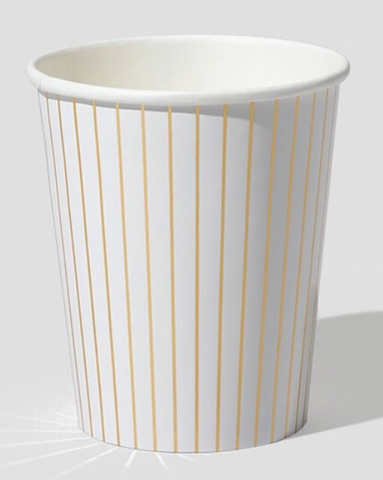 Pinstripe Gold Paper Party Cups